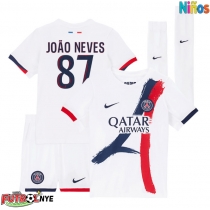Camiseta Paris Saint-Germain Joao Neves #87 Visitante Equipación para niños 2025-26 manga corta (+ pantalones cortos)